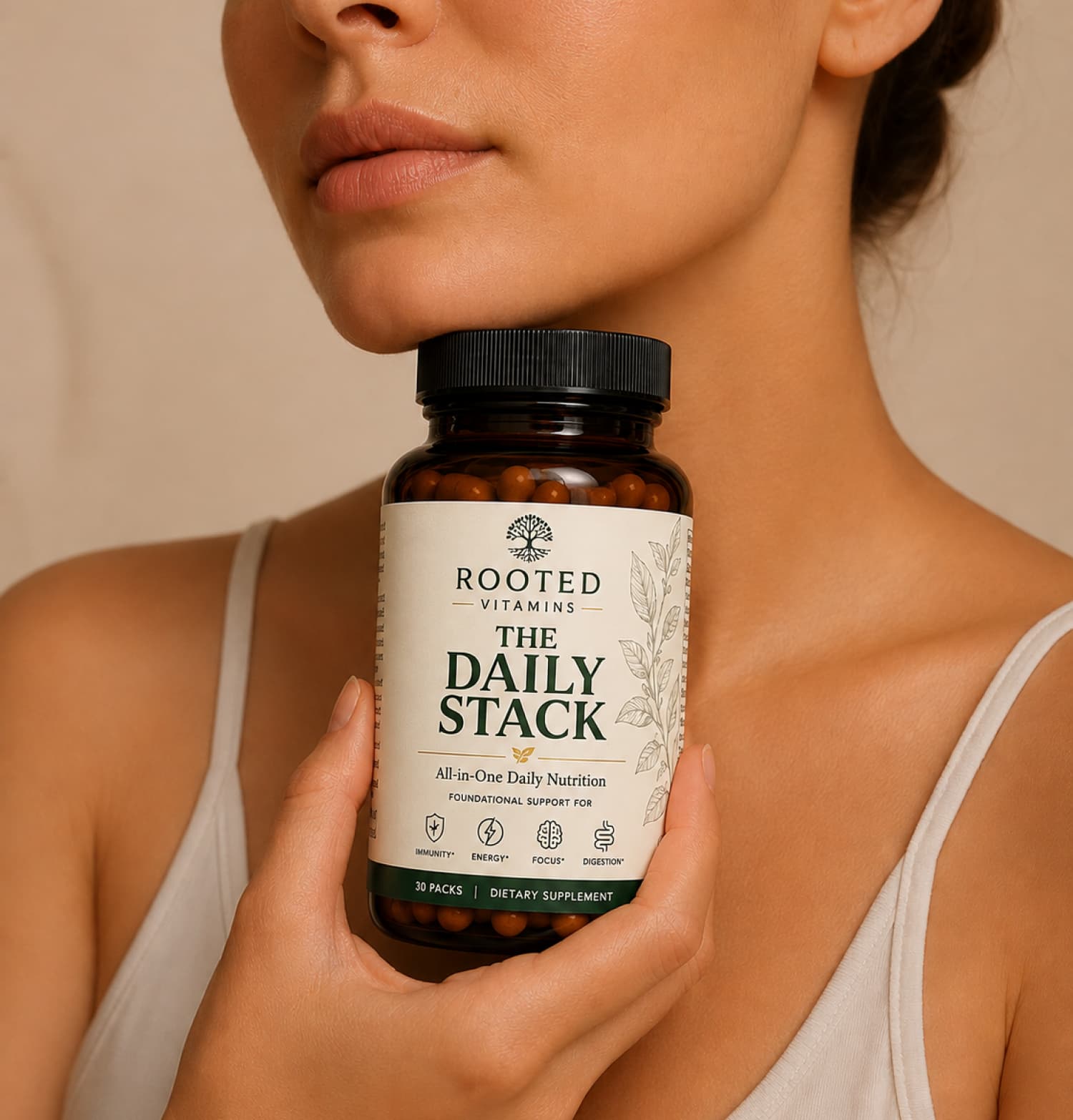 A customer holding The Daily Stack
